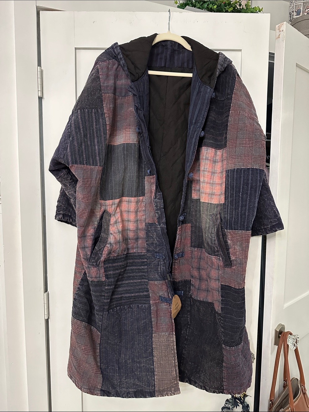 bohemian-style patchwork hooded long coat